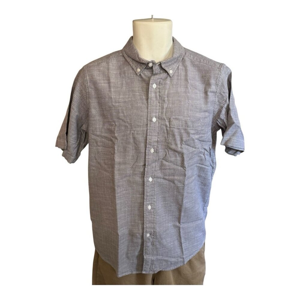 GEORGE Classic Fit Button Up Shirt~Size S(34-36)~Grey White Short Sleeve~L12 26
